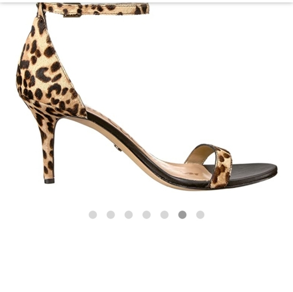 Shoes - Sam Edelman leopard open toe ankle heel